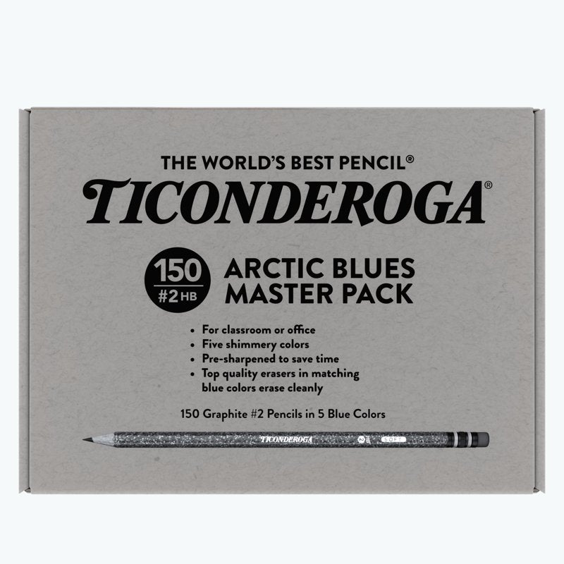 Pre-Sharpened Wooden Pencils - Assorted Arctic Blue & Metallic Colors, 150 Count