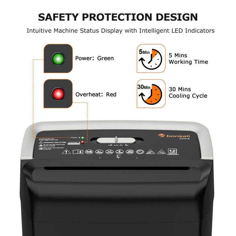 Cross Cut Paper Shredder for Home Office Security 12-Sheet Capacity