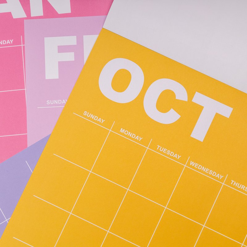 Large Rainbow Monthly Wall Calendar 15 x 19 Inches - Undated & Customizable