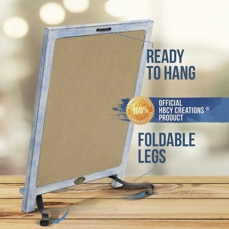 Wooden Tabletop Chalkboard with Legs Vintage Sign for Weddings & Kitchen
