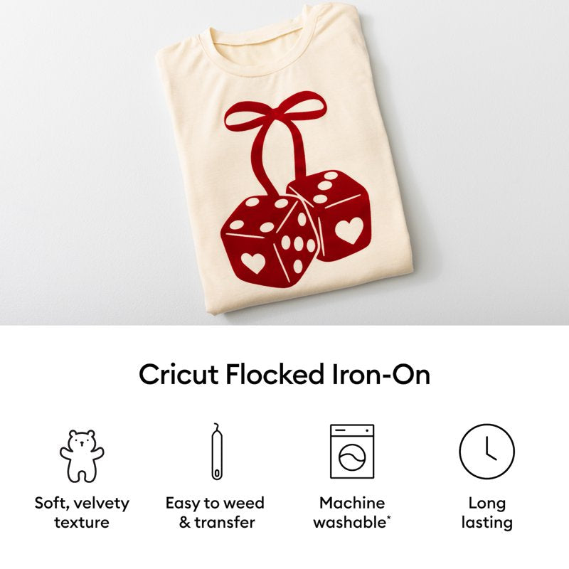 Flocked Iron-On Sheets for Cricut - 12x12 Inches, 5 Colors, Velvety Texture