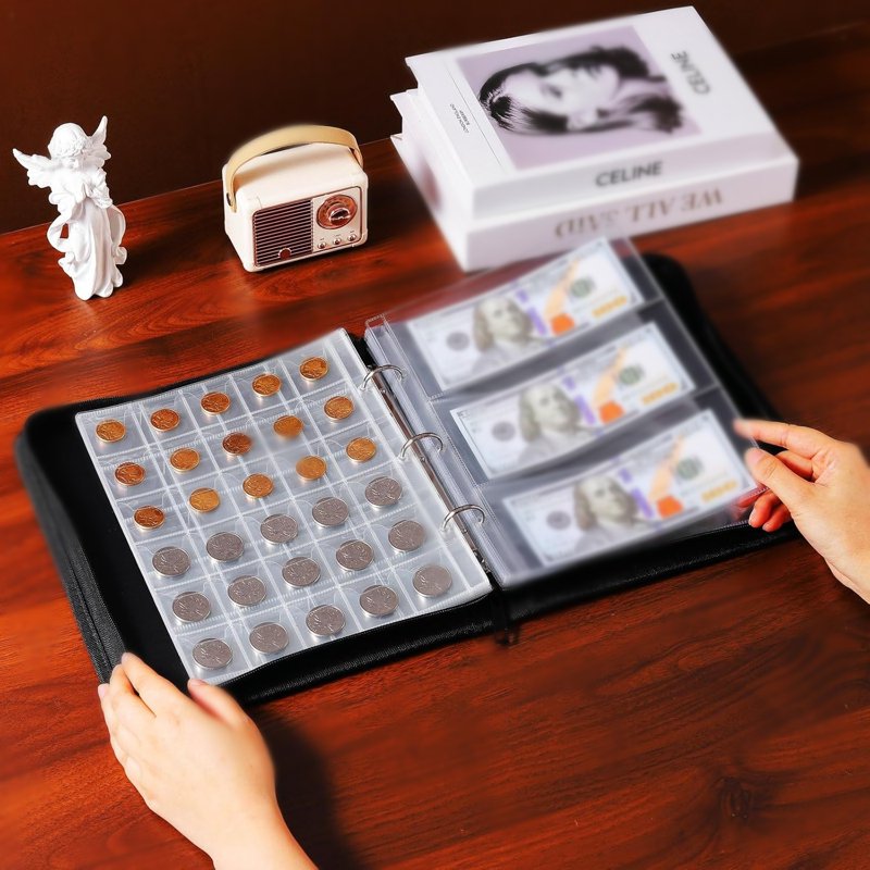 Fireproof Coin Collection Album with 396 Pockets Organizer Storage Case