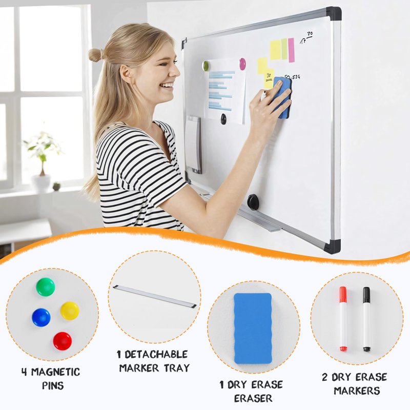Magnetic Dry Erase Board with Aluminum Frame - Multiple Sizes & Pack Options