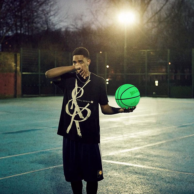 Glow in The Dark Leather Basketball - 29.5 Inch Outdoor Night Game Gift