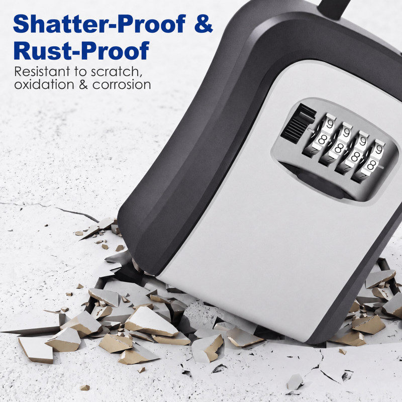 Weatherproof Key Lock Box with Resettable 4-Digit Code for Outdoor Security - Holds 5 Keys