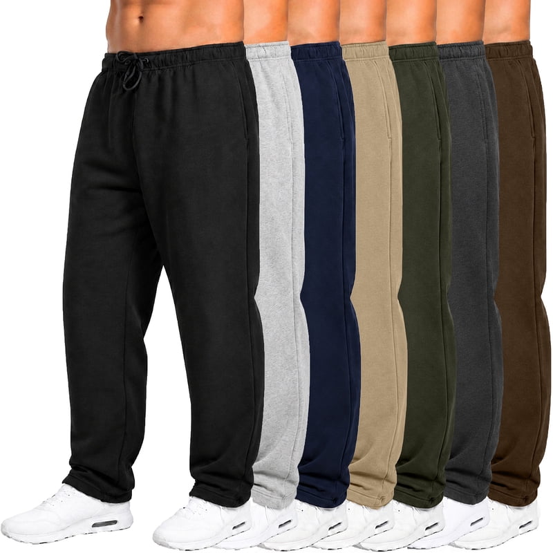 Men's Fleece-Lined Open Bottom Joggers - Heavyweight Casual & Gym Pants