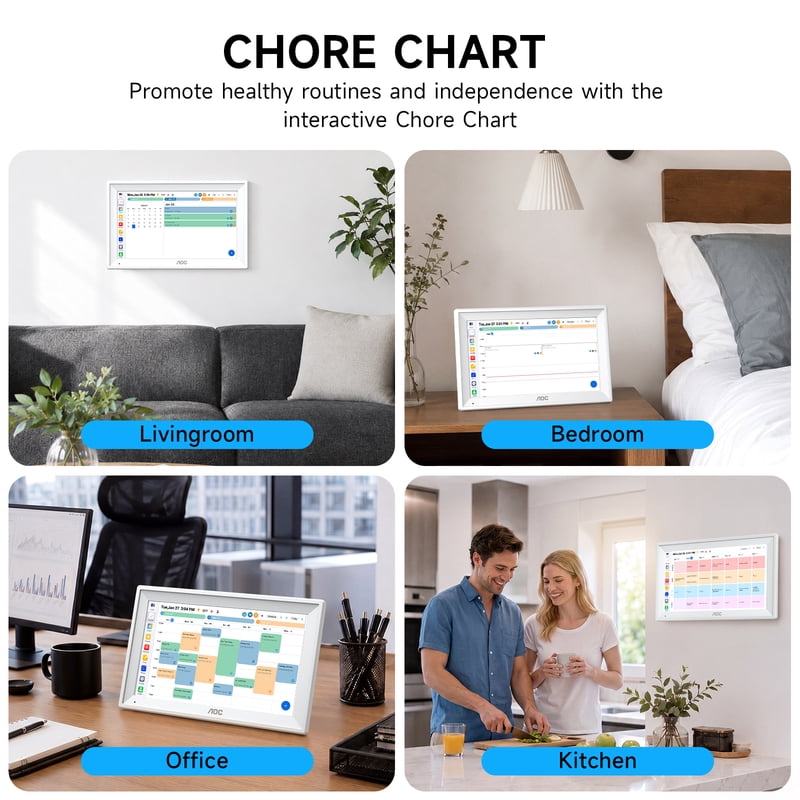 Smart Wall Calendar with Touchscreen Display - Family Organizer & Chore Chart
