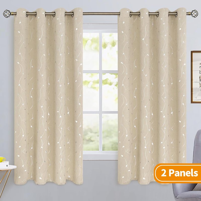 Blackout Curtains 84 Inch Length Set with Grommet Thermal Insulation for Bedroom