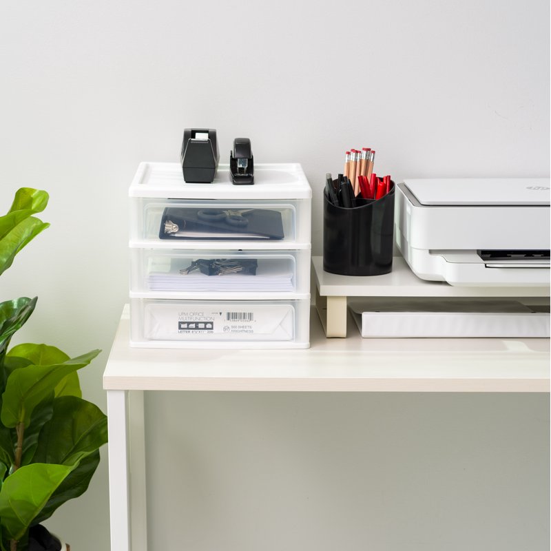 Medium 3-Drawer Desk Organizer - Plastic Storage Container for Office & Craft Supplies
