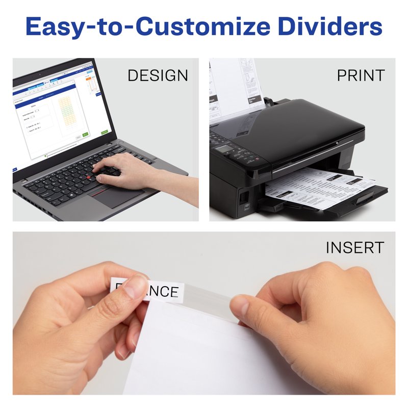 Big Tab Paper Dividers for Binders - 8-Tab Clear Inserts, 6 Sets