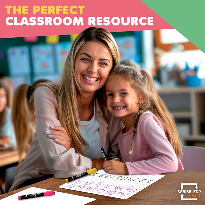 Lined Small Dry Erase Sheets 9x12 Inch Pack for Kids and Classroom Use
