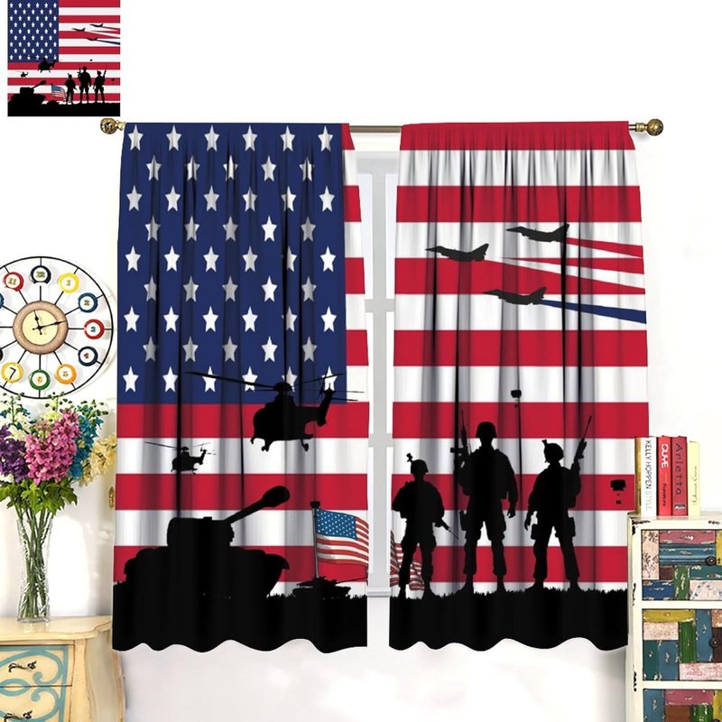 American Flag Blackout Curtains for Bedroom & Living Room - 84x84 Inches