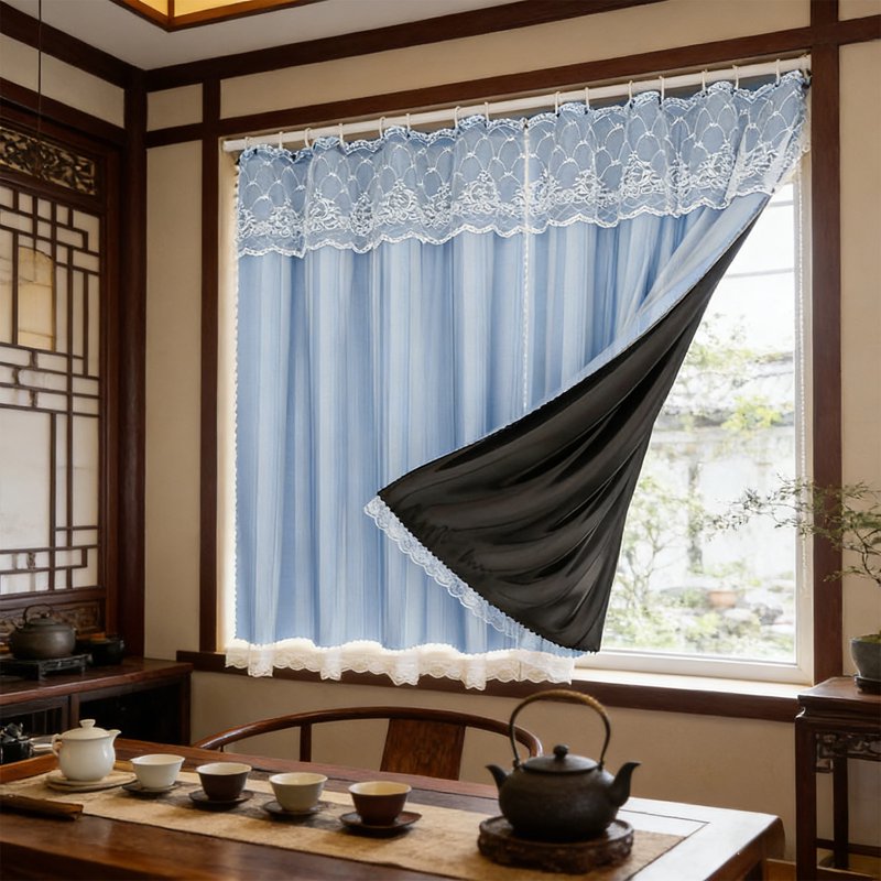 Double Layer Blackout Curtains for Bedroom Bay Windows - Thermal Insulated, No Drill, Rental Friendly Drapes