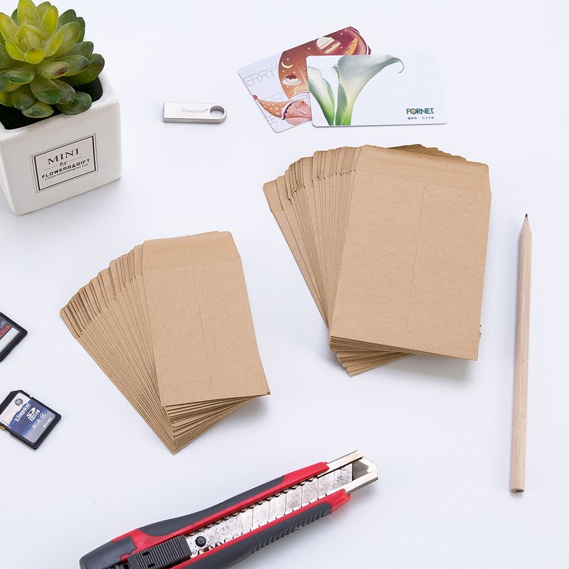 500 Pcs Small Self-Adhesive Kraft Envelopes for Seeds Coins & Small Items