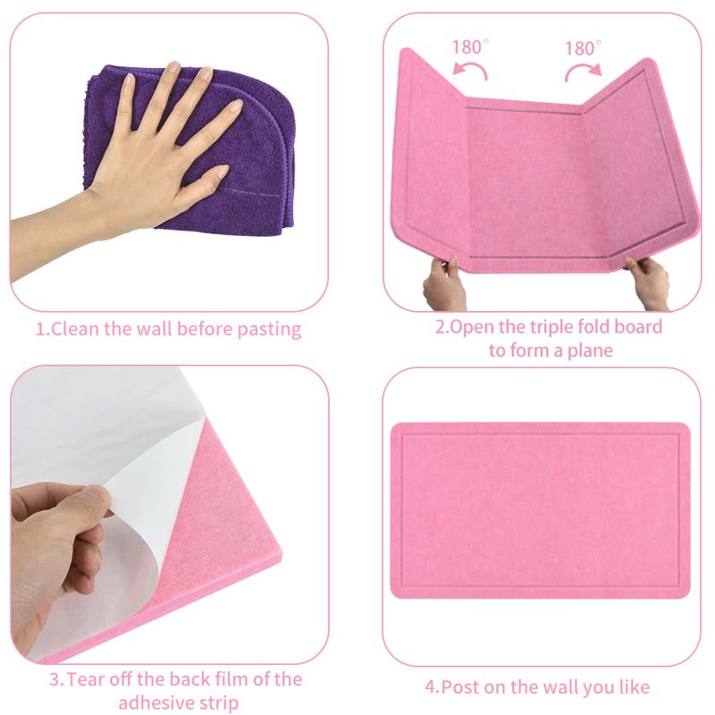 Self-Adhesive Felt Cork Board with Push Pins and Sticky Notes - 23.6x15.7 Inches, Wall-Mounted Bulletin Board for Office, Home, Classroom, White