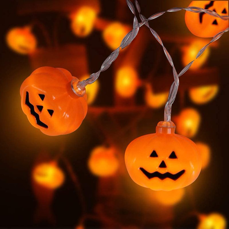 Halloween Pumpkin String Lights - 40 LED Bulbs, Indoor & Outdoor Decoration, 8 Modes, Battery Operated