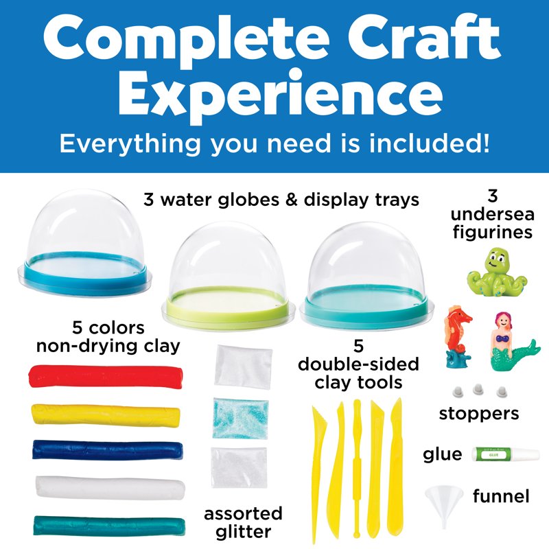 Kids Water Globe Craft Kit – Under the Sea Snow Globes with Glitter & Figurines