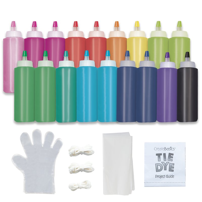 Tie Dye Party Kit with 18 Bottles & Accessories for Group Crafting