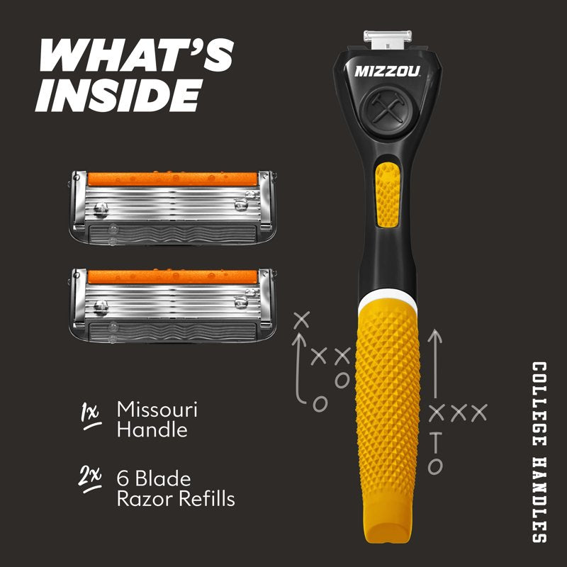 6-Blade Razor Starter Set with Diamond Grip Handle - Shaving Kit for Men