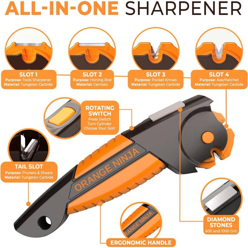 Garden & Outdoor Tool & Knife Sharpener for Lawn Mower Blades, Scissors, Axes