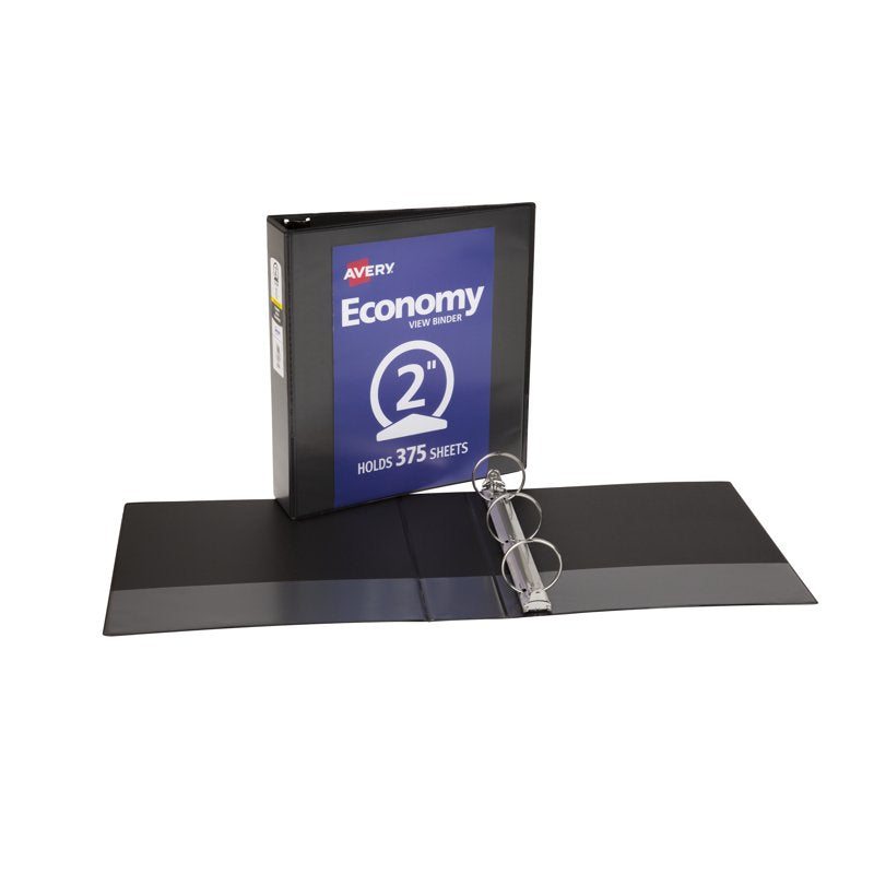 2-Inch View Binder with Round Rings - Black, 375 Sheets Capacity