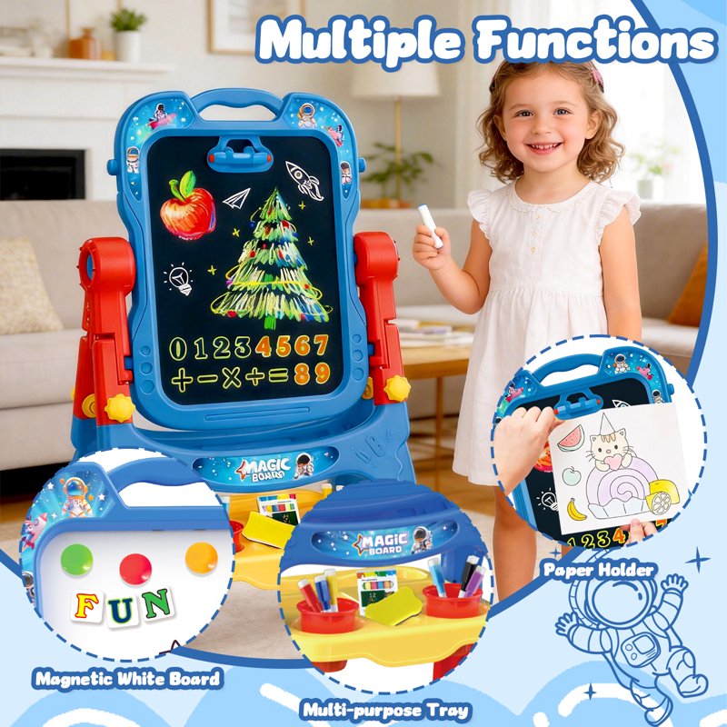 Kids Art Easel with Double-Sided Chalkboard & Whiteboard - Learning & Drawing Toy for Ages 2-8