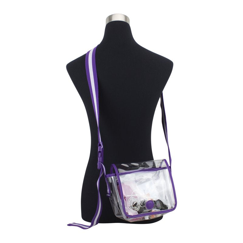 Clear Stadium Cross Body Bag - Adjustable Shoulder Bag for Security Lines