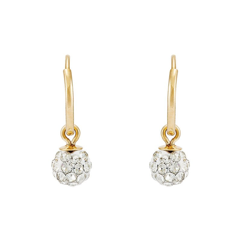 10mm Gold Hoop Earrings with 4.8mm Crystal Balls - Hypoallergenic Jewelry