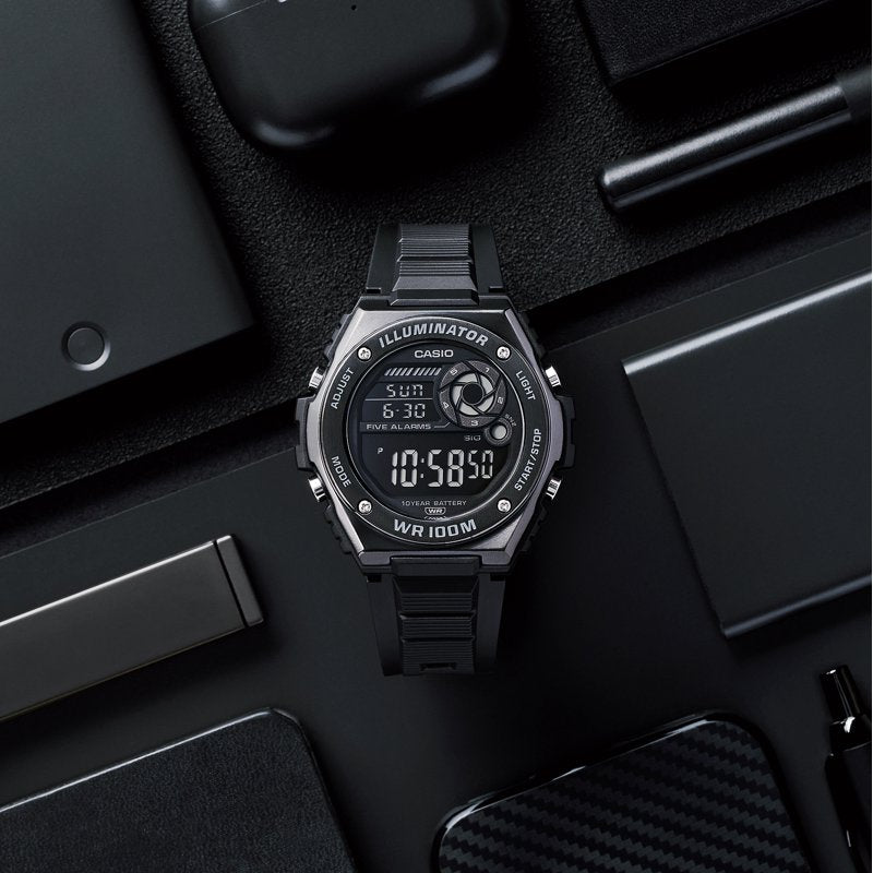 Men's Digital Sport Watch with Resin Case and 100M Water Resistance