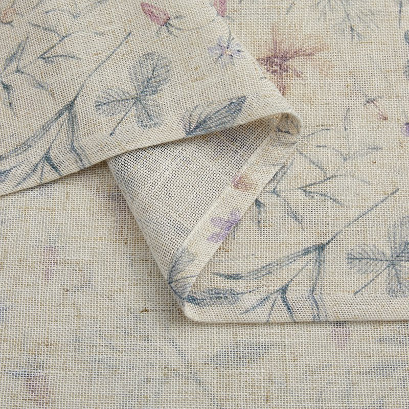 Farmhouse Floral Linen Curtains - Light Filtering Window Drapes for Living & Bedroom