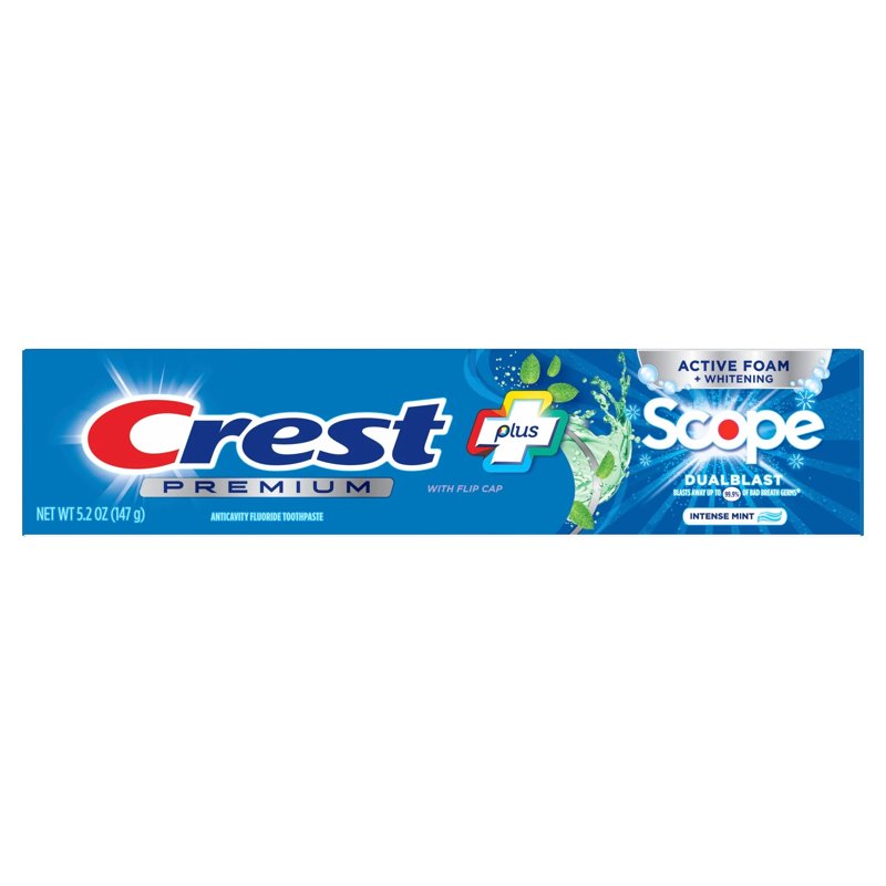 Crest Mint Fluoride Toothpaste with Scope Dual Blast, 5.2 oz - Multipack