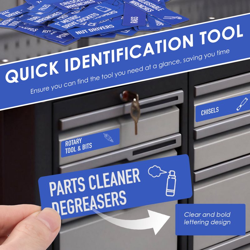 Magnetic Toolbox Labels 90 Pcs - Tool Chest Organization for Garage & Workshop