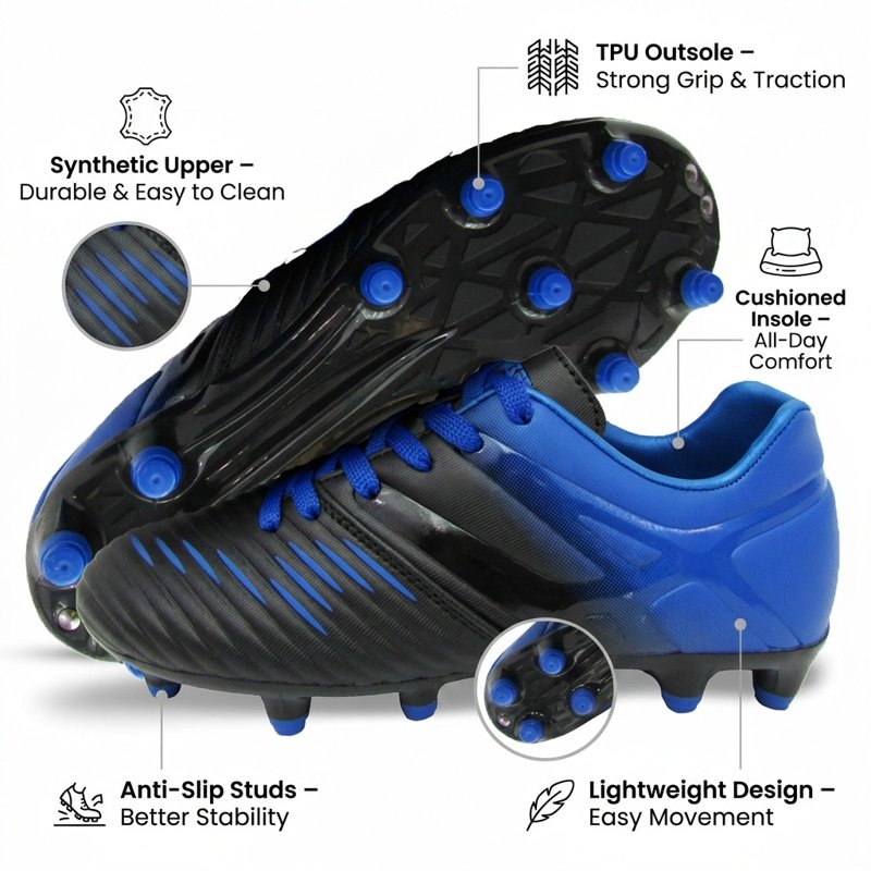 Vizari Liga Firm Ground Kids Soccer Cleats - 13.5, Blue