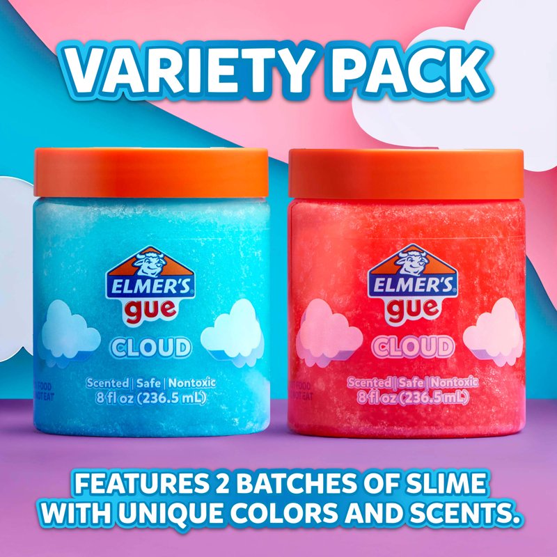 Premade Cloud Slime Set - 8 oz, 2 Colorful Pack, No Mix Needed