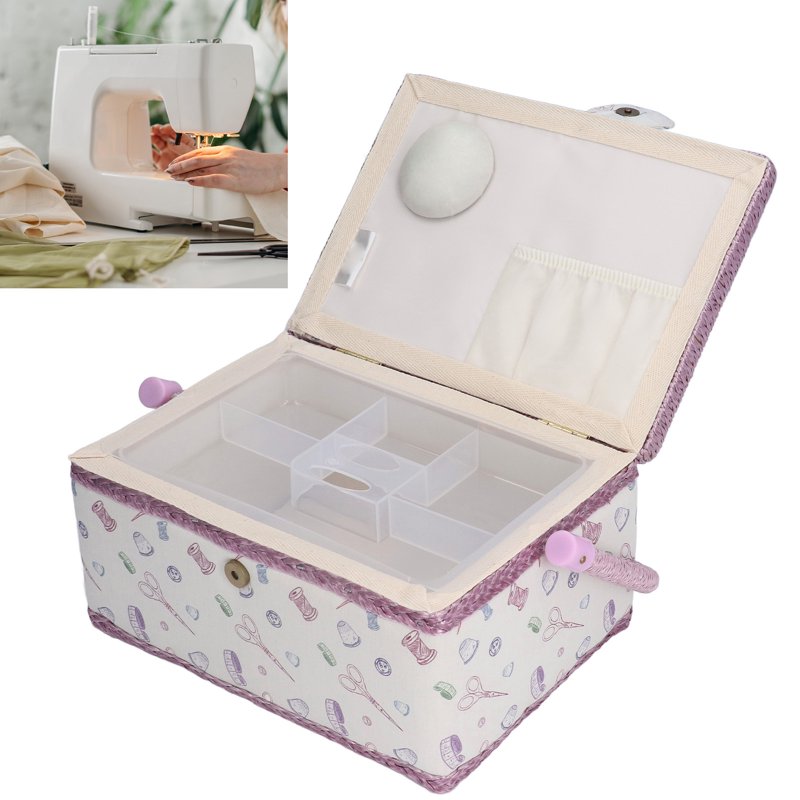 Sewing Basket with Pincushion and Storage Organizer - Portable Home & Outdoor Use
