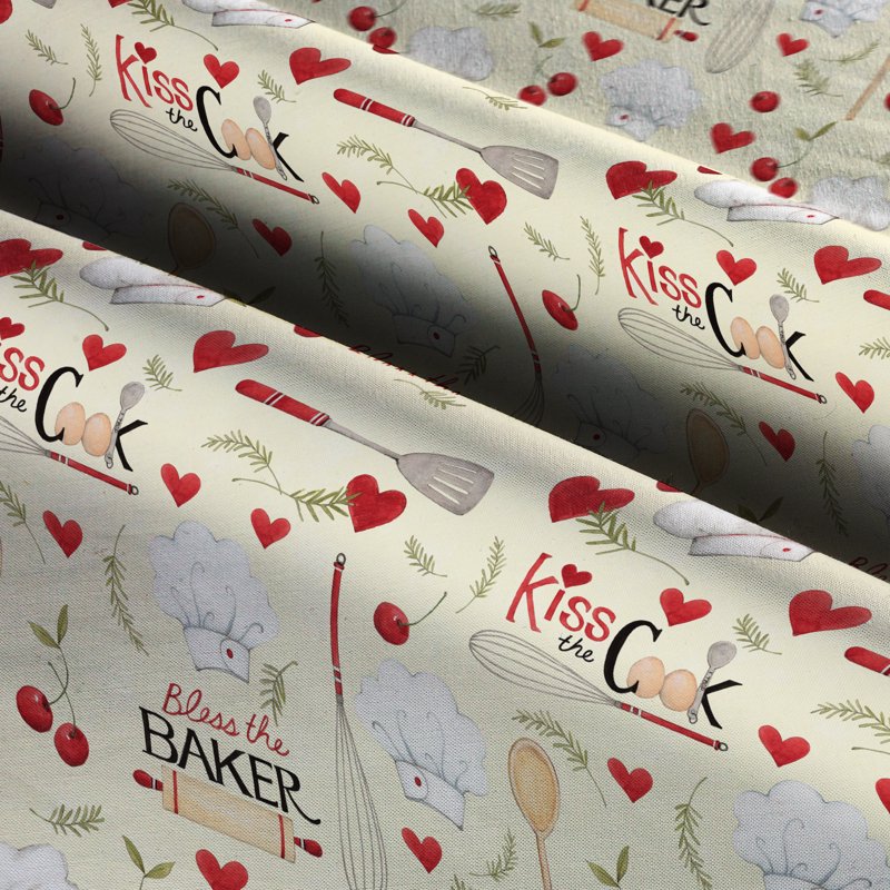 Precut Cotton Fabric for Sewing & Crafting - Bless The Baker Design, Cream, 44x36 Inches