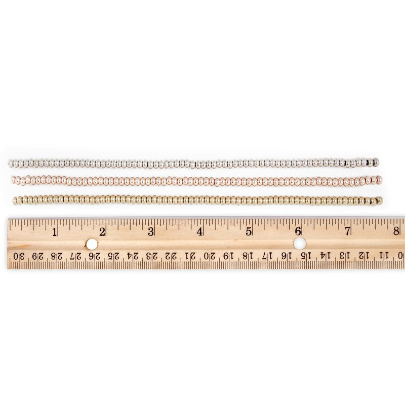 2 Pack Metallic Disk Beads for Jewelry Making, Gold Silver Rose, 7.5 Inches
