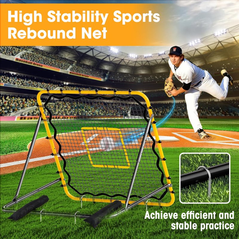 Adjustable Rebound Net for Soccer Baseball Volleyball - 3.7x3.7 ft