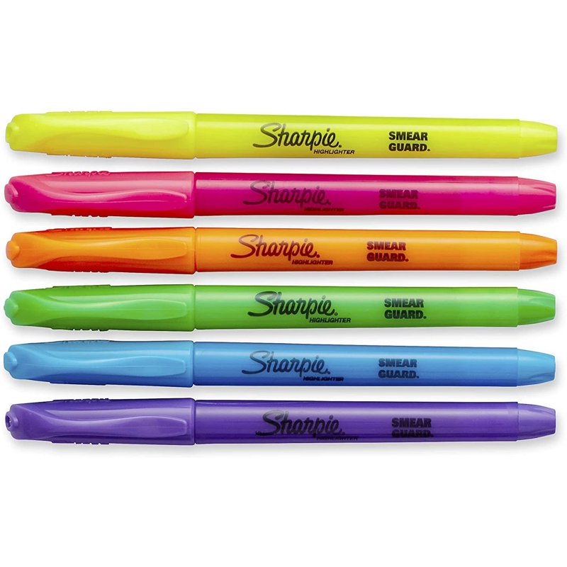 24 Pack Assorted Highlighters with Chisel Tips - Smear Guard Technology