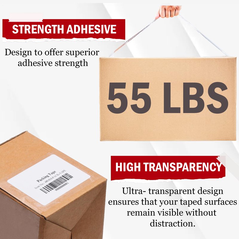 Heavy-Duty Clear Packing Tape 1.88 in x 54.6 yd 12-Pack for Shipping & Moving