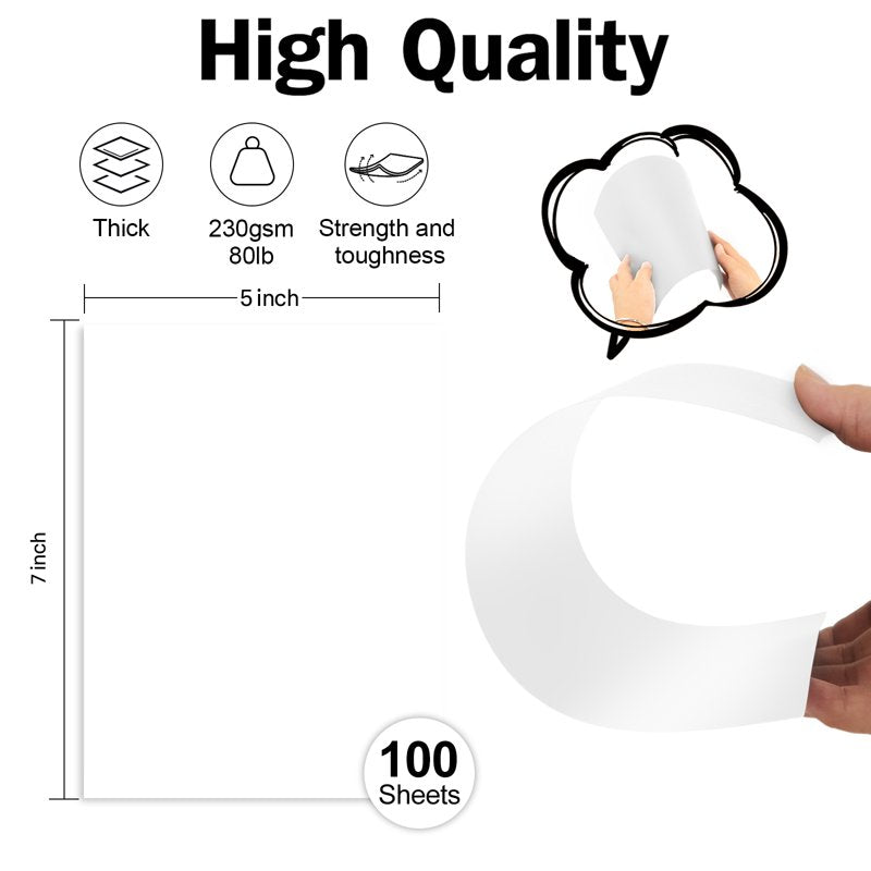 White Cardstock Paper 5x7 Inches 100 Sheets Heavyweight Flat Craft Paper