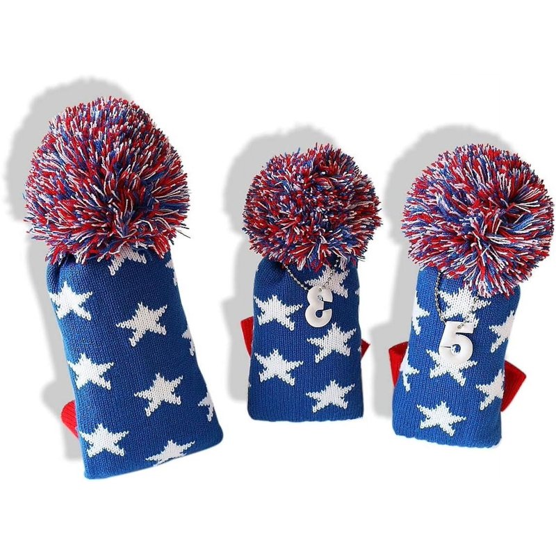 Set of 3 Golf Club Headcovers for Driver, Fairway Wood & Hybrid - Knitted, Washable, Extra Shaft Protection