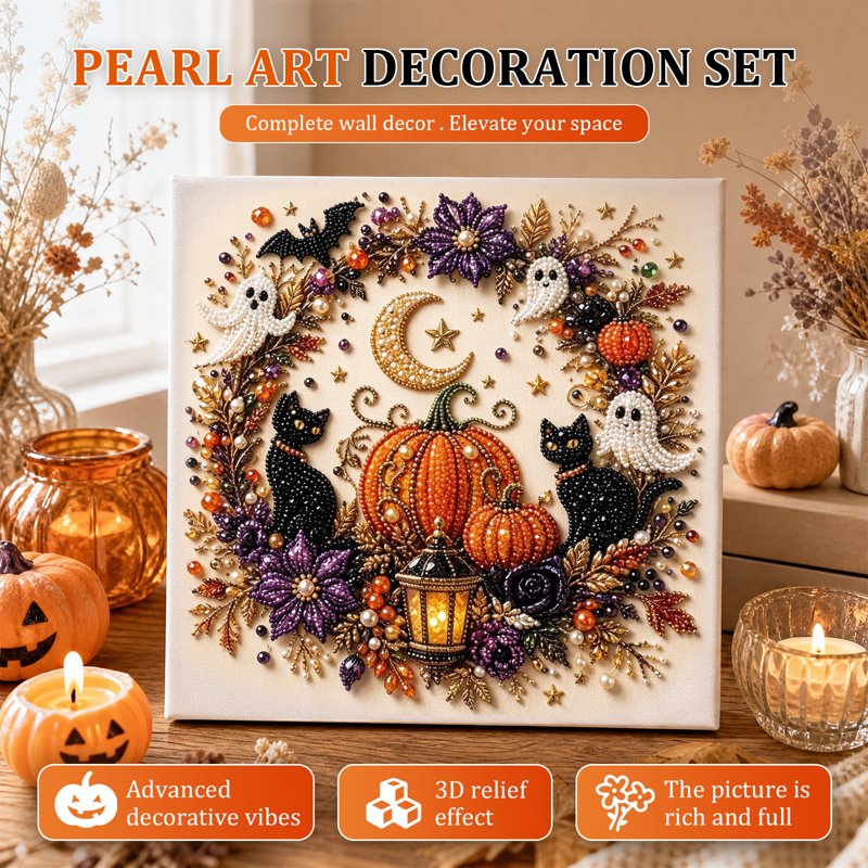 Halloween Ghost Pearl Art DIY Kit - Partial Drill Diamond Art Kit for Adults, Variation STYLE 3