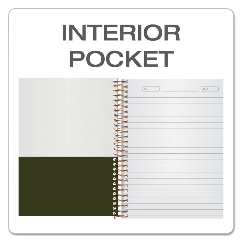 College-Ruled Personal Notebook 5x7 Green Spiral-Bound 100 Sheets
