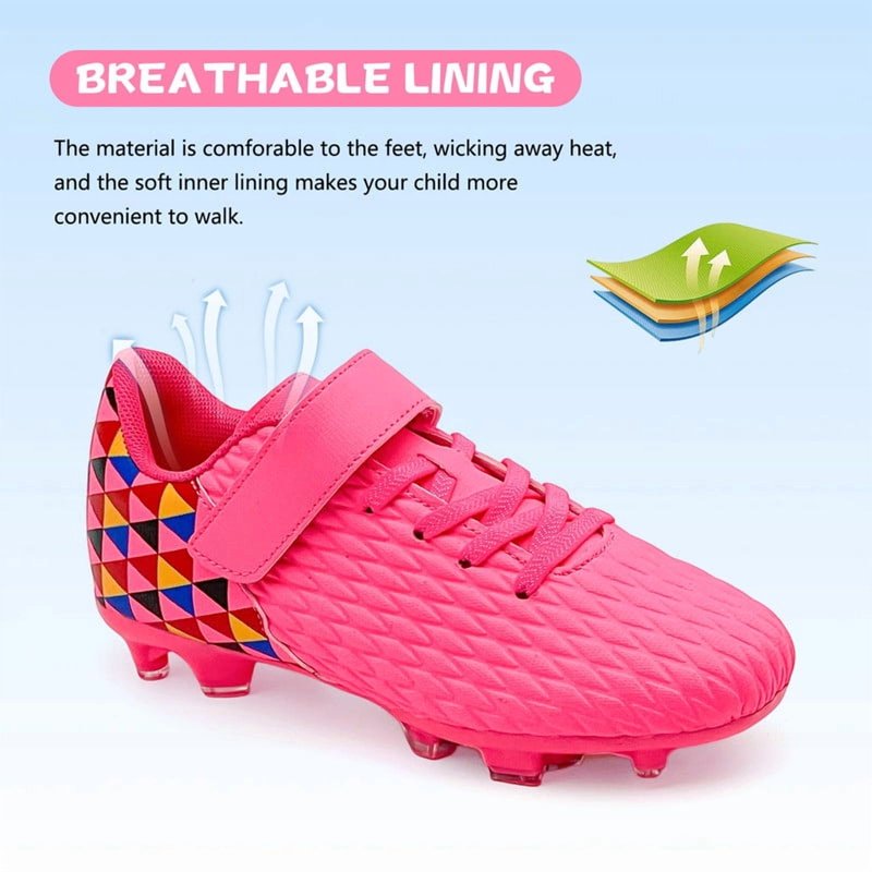 Kids Soccer Cleats Boys Girls Training Football Shoes – 11.5 Little Kid, Pink