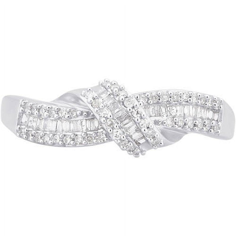 Sterling Silver Diamond Engagement Ring Twisted Band 1/4 Carat T.W.