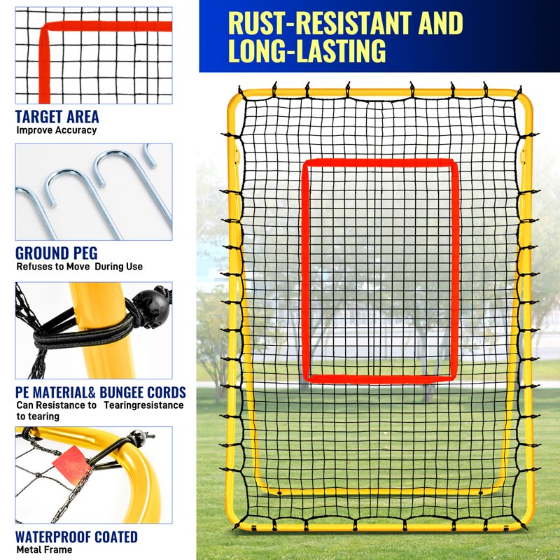 7x4 FT Volleyball Rebounder Net with 5 Adjustable Angles - Practice Equipment