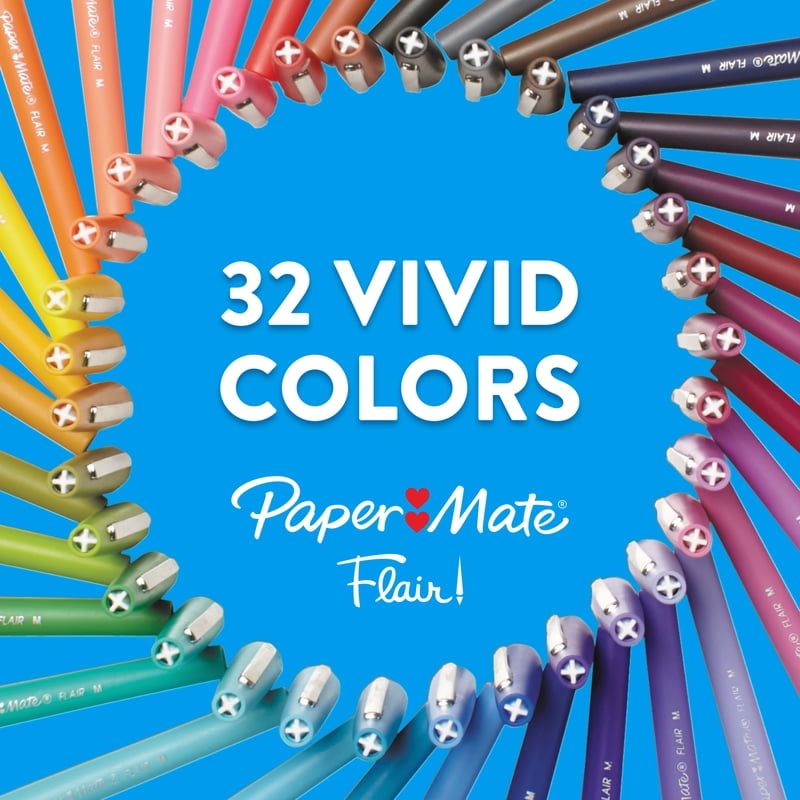 Paper Mate Flair Felt Tip Pens, 12-Color Set, Medium Tip 0.7mm