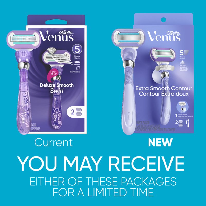 Women’s Razor with 5 Blades & Flexiball Handle - Refillable, Purple