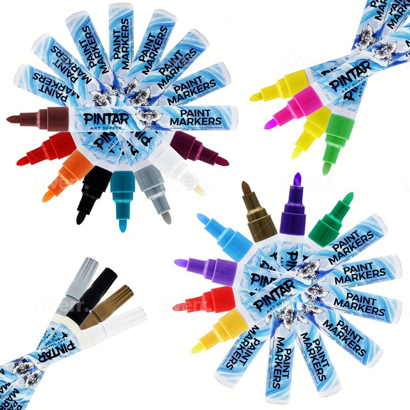 Oil Based Paint Markers Set for Rock, Glass, Wood, Fabric, Plastic - 20 Medium & 4 Fine Tips